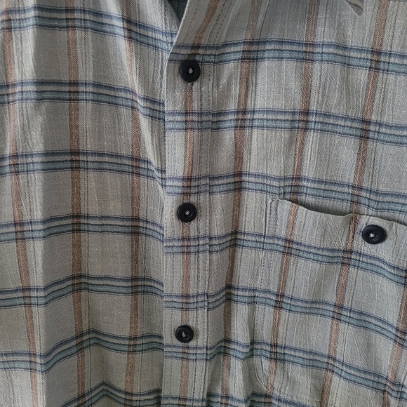 Patagonia Vintage Mens Organic Cotton Short Sleeve Button Up Blue Plaid Medium - Picture 6 of 7
